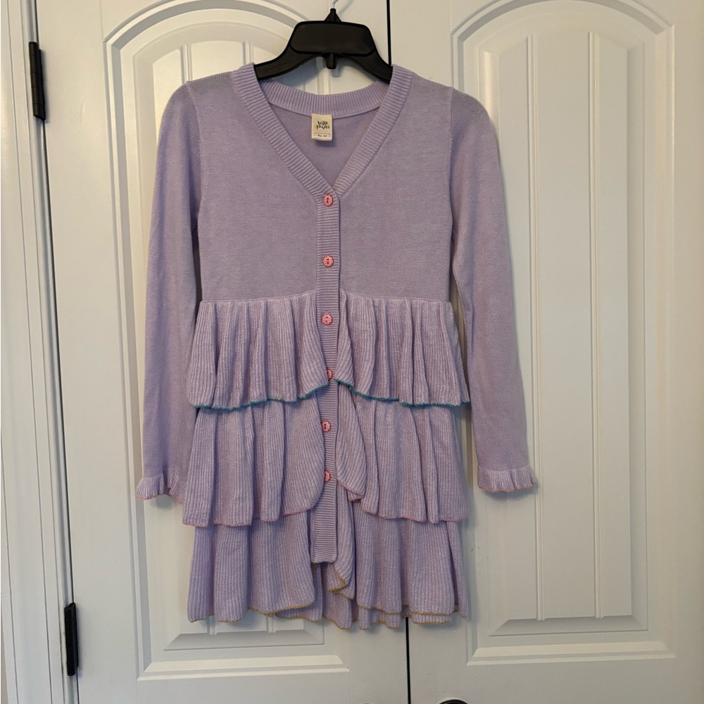 Lavender Kids Dress with Ruffle Layers